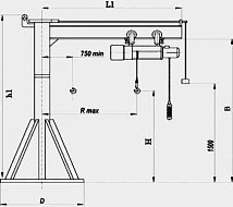 Кран  консольный  ККР-3 г/п 3,2т Н=4м, L=4м